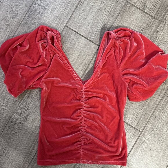 Free People Bridgette Velvet Top Smokey Wings Size Large Babydoll MSRP $128 - Picture 1 of 11